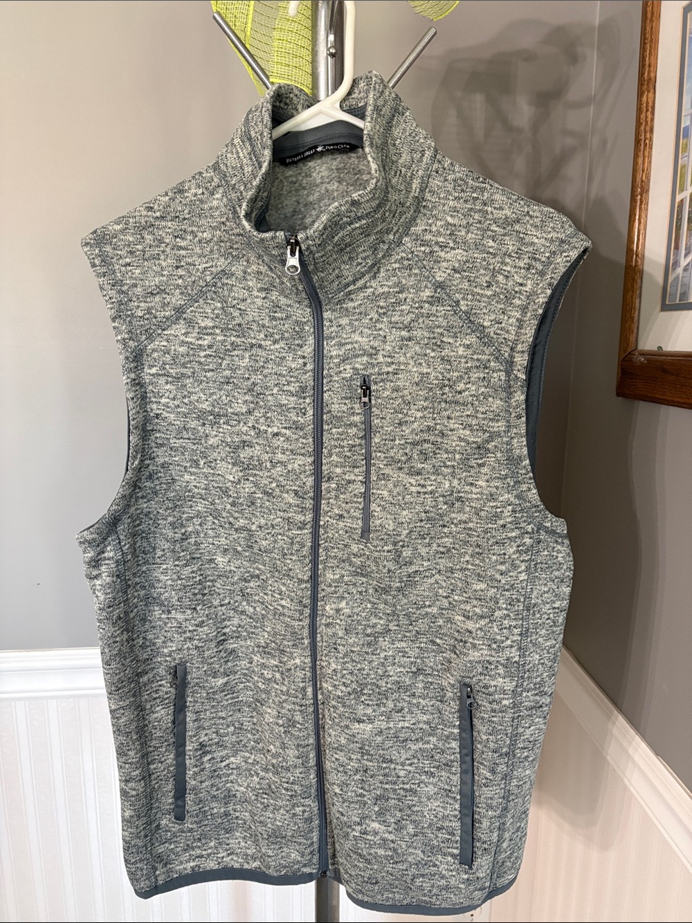 Beverly Hills Polo Club Grey Heather Knit Zip Vest